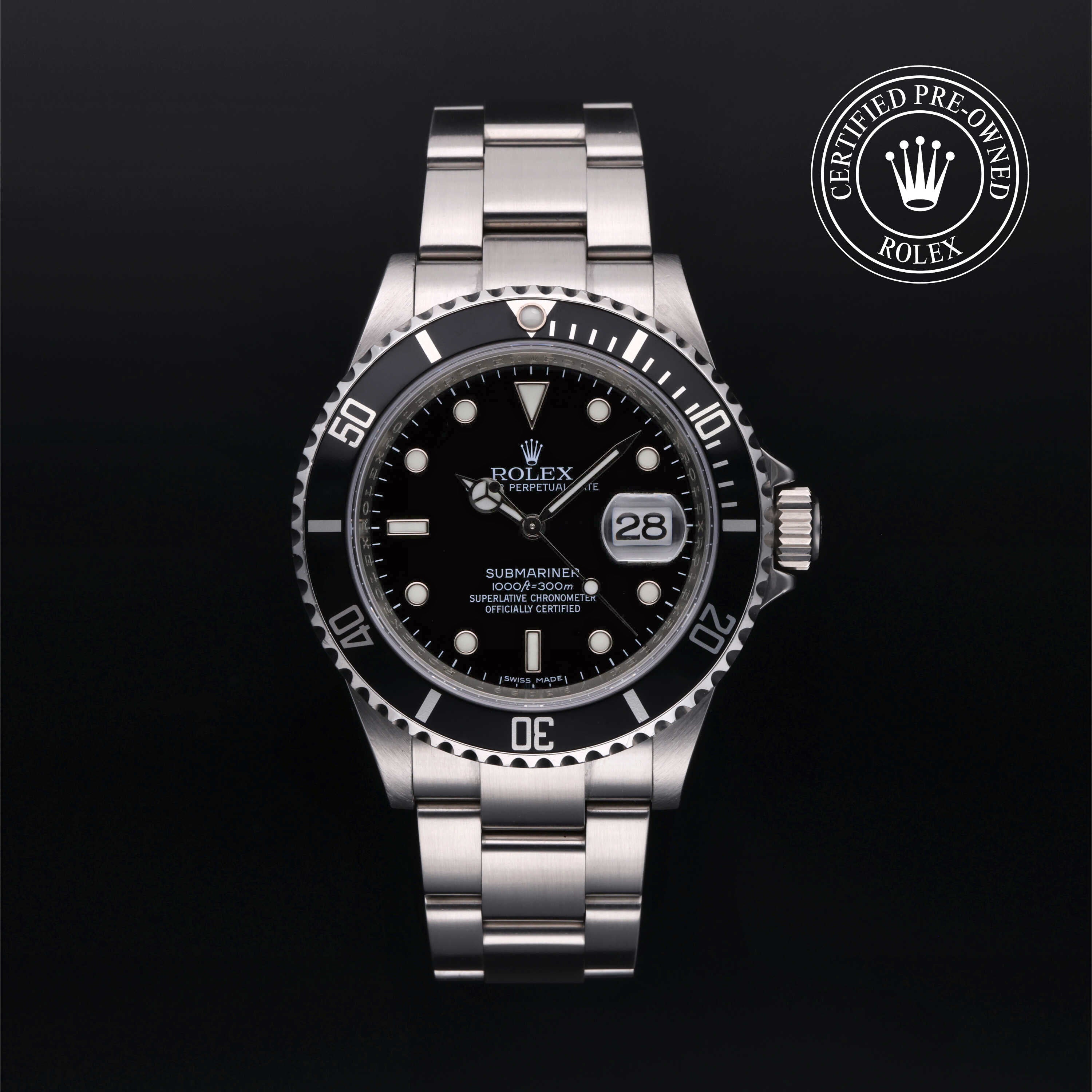 Rolex Certified Pre Owned Oyster Perpetual Submariner Date 40 mm in Oystersteel 16610 Henne Jewelers