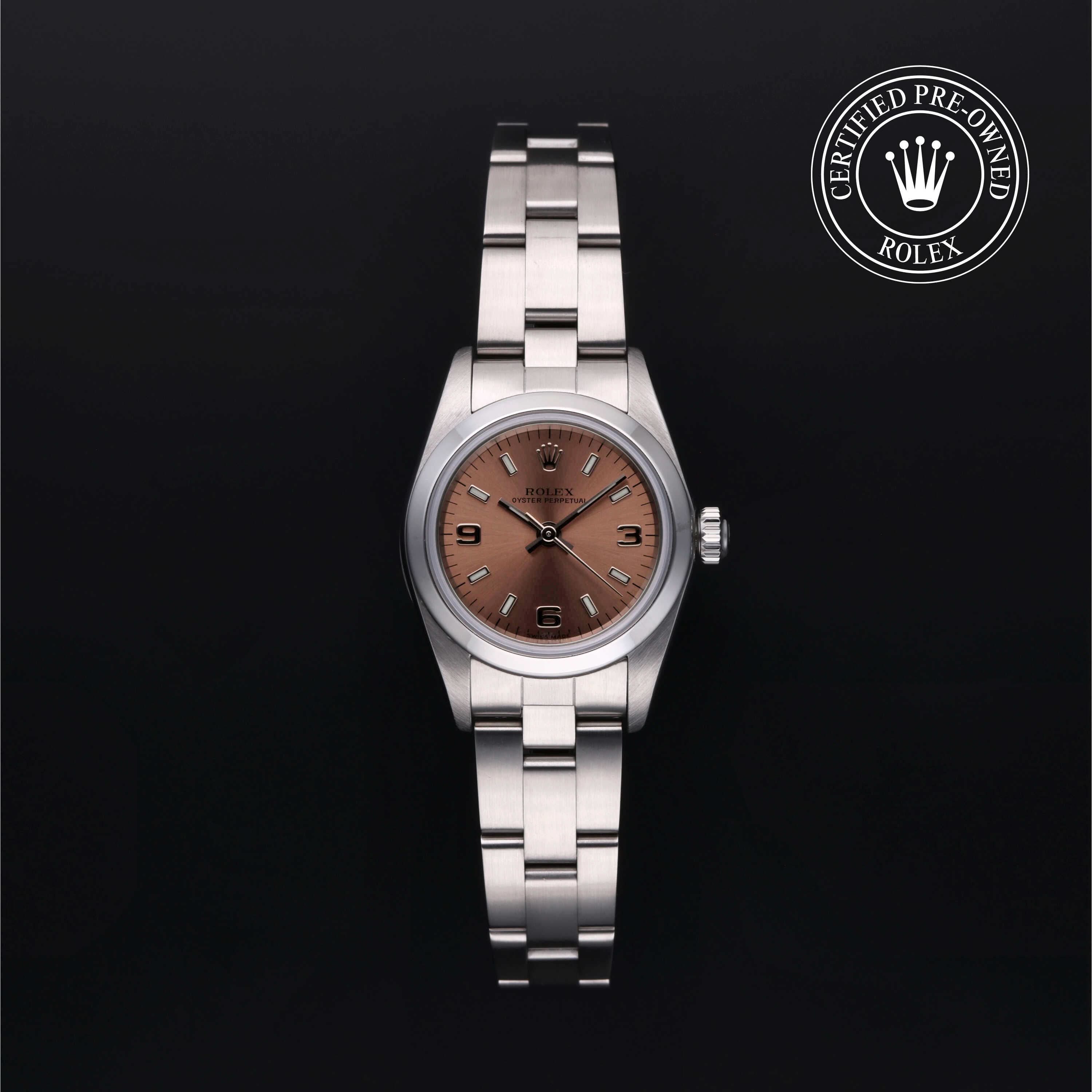 Rolex Pre-Loved Black & Stainless Steel Oyster Perpetual 76080 Rolex Oyster Perpetual 76080 Stainless Steel 24mm Watch  main image 4