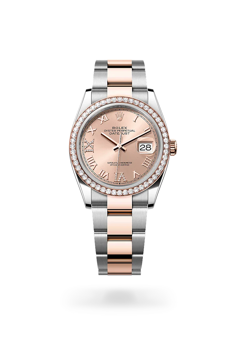 Rolex Datejust 36 Oyster, 36 mm, Oystersteel, Everose gold and diamonds M126281RBR-0016