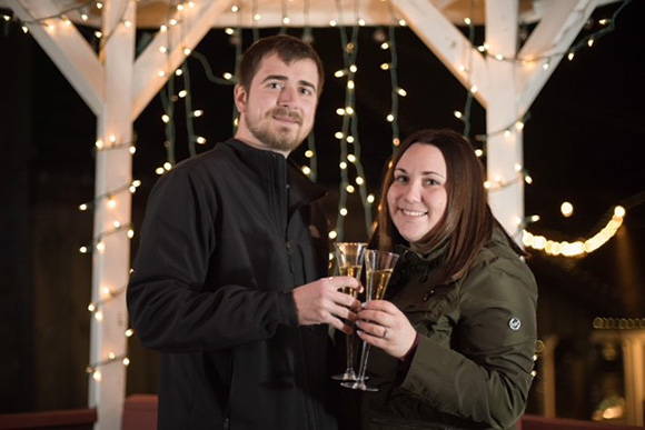 Henne Engagement Ring Couple Justin & Amber Toast to Their Engagement