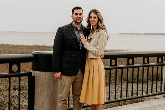 Henne Engagement Ring Couple Jason & Leah Overlooking the Water