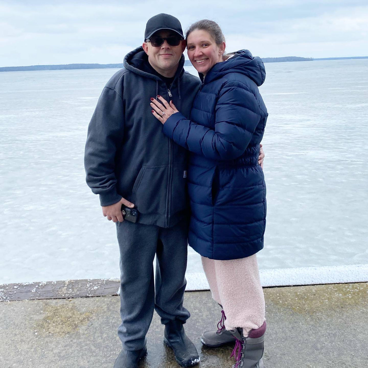 Henne Engagement Ring Couple Jeffrey & Danielle Smiling After the Proposal