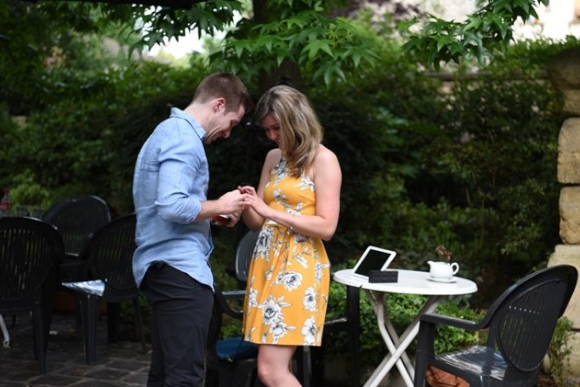 Dan Slides the Henne Engagement Ring on Arielle's Finger After She Said Yes