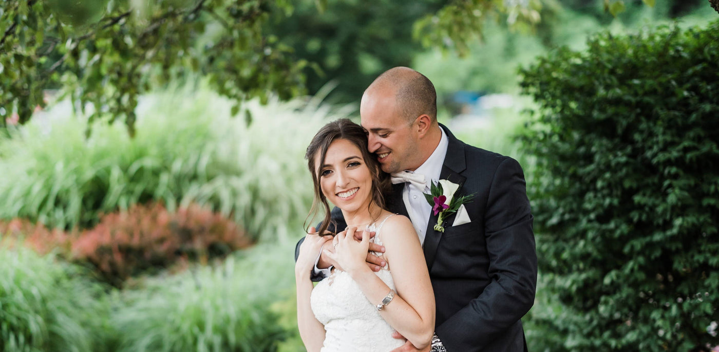 Henne Engagement Ring Couple Bobby and Savannah Outdoors on Their Wedding Day