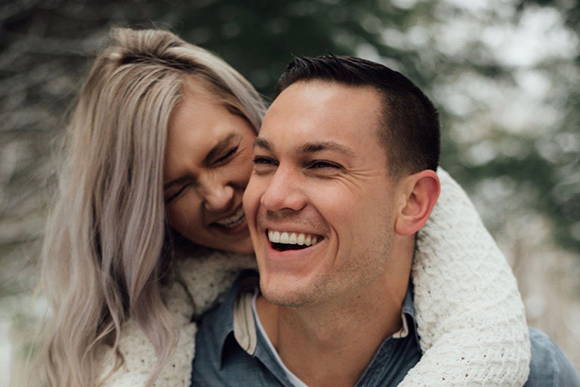 Henne Engagement Ring Couple Jesse & Abby Smile for the Camera