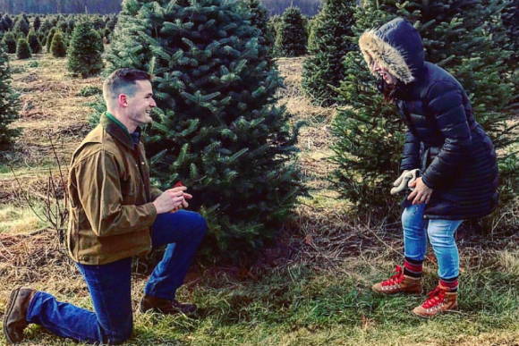 Steve Proposes to Abby with a Henne Engagement Ring During Their Visit to the Christmas Tree Farm