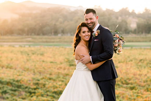 Henne Engagement Ring Couple Travis & Juliana on Their Wedding Day