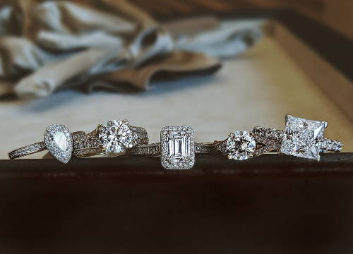 5 Vintage Style Engagement Rings with Various Center Diamond Cuts