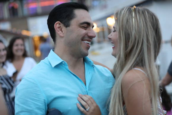 Henne Engagement Ring Couple Matt & Chelsea Share a Smile After He Proposes