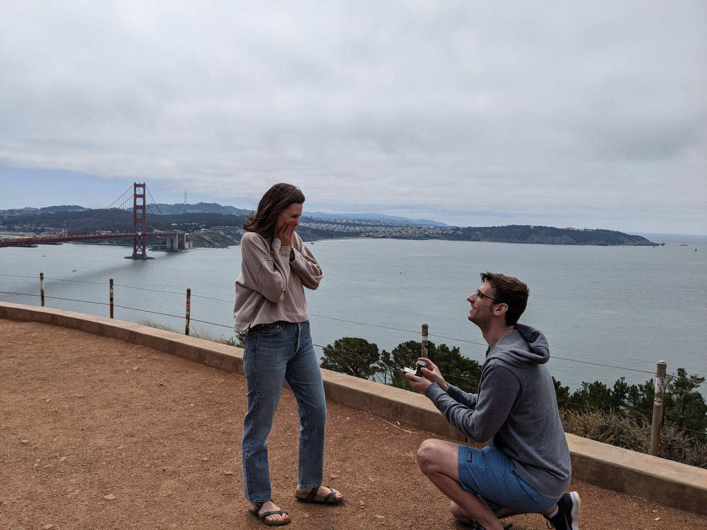 Dylan Proposes to Kathleen with a Henne Engagement Ring While Overlooking the Golden Gate Bridge