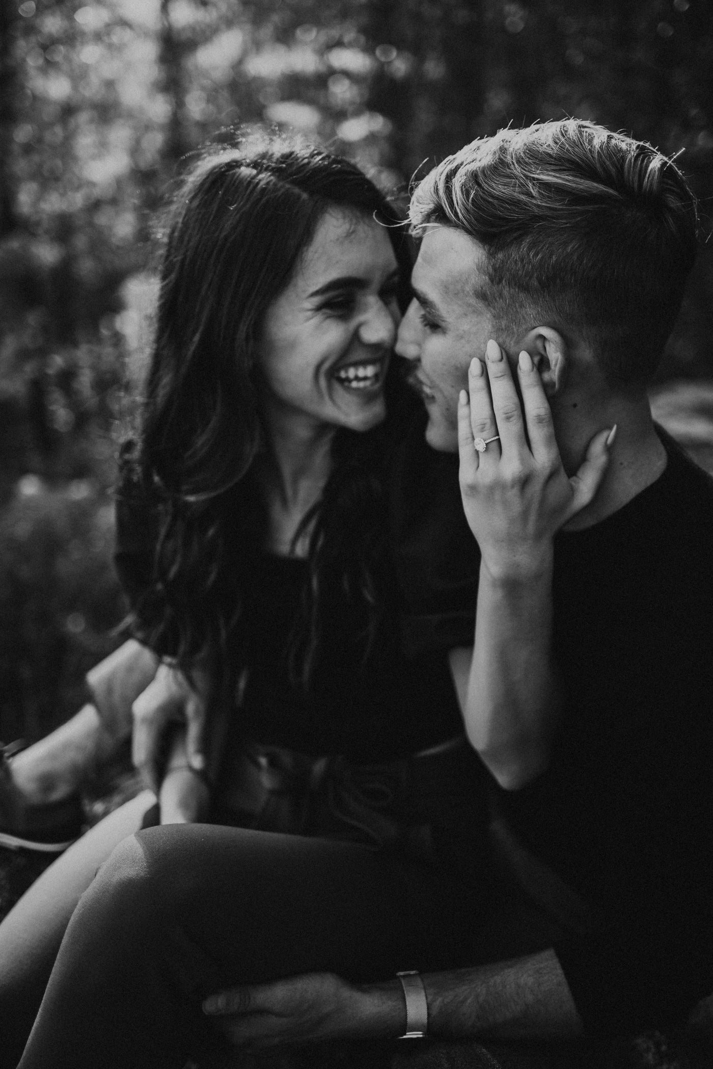 Henne Engagement Ring Couple Micky and Marissa Share Big Smiles After Their Engagement
