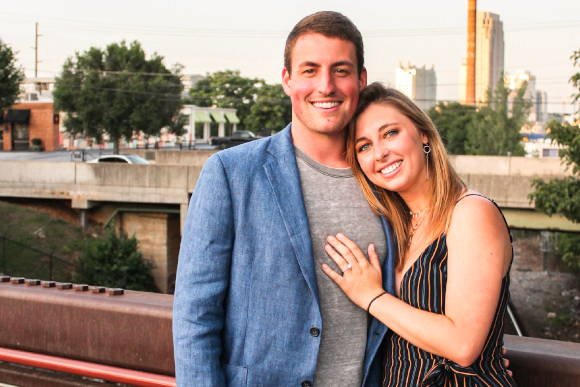 Henne Engagement Ring Couple Dalton & Brett on a Bridge in Atlanta