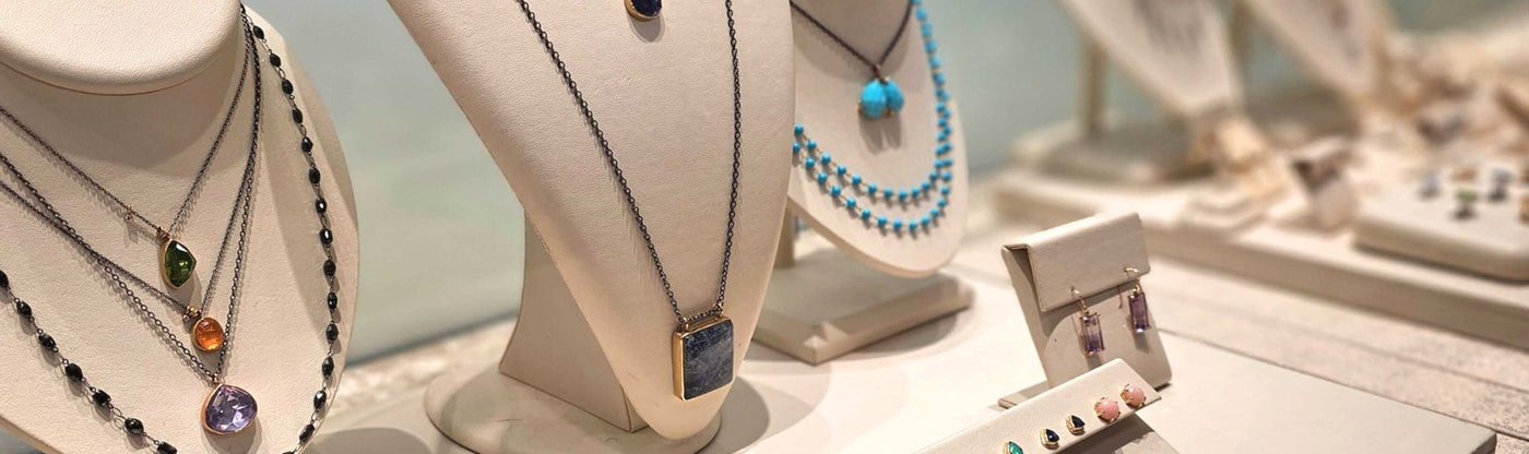 Jamie Joseph jewelry in a case display