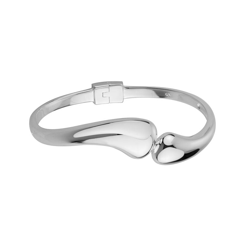 Sterling silver wavy flair hinged bracelet