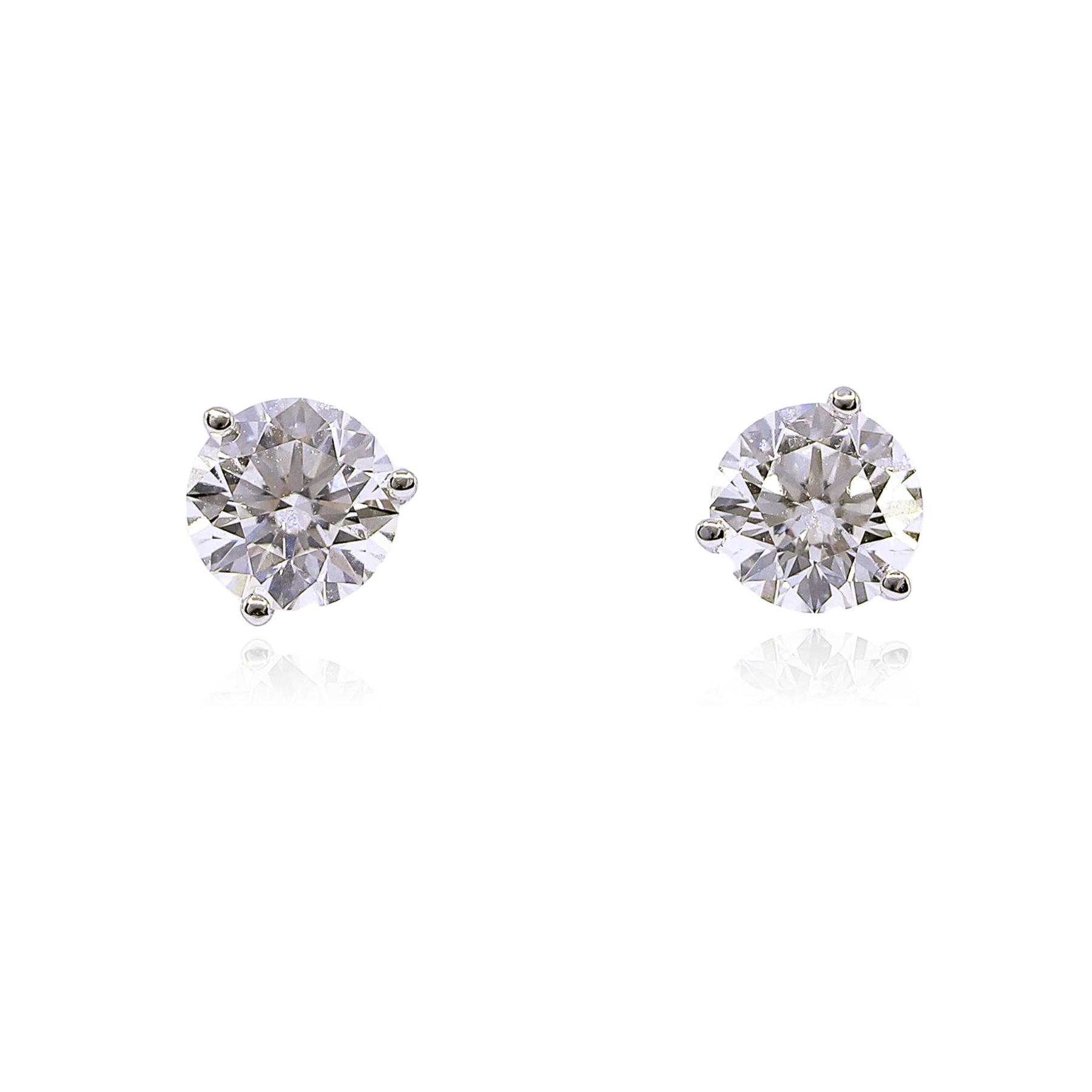 14K WHITE GOLD ROUND DIAMOND STUD EARRINGS 1.60CTW