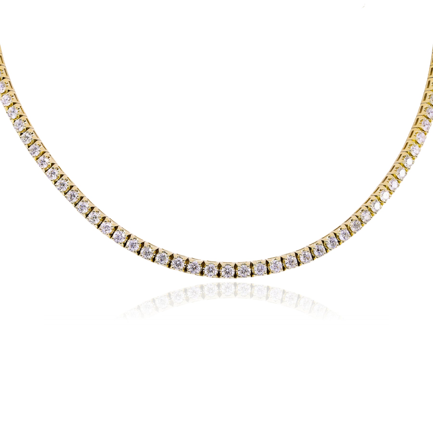 14K YELLOW GOLD DIAMOND TENNIS NECKLACE 10.10CTW