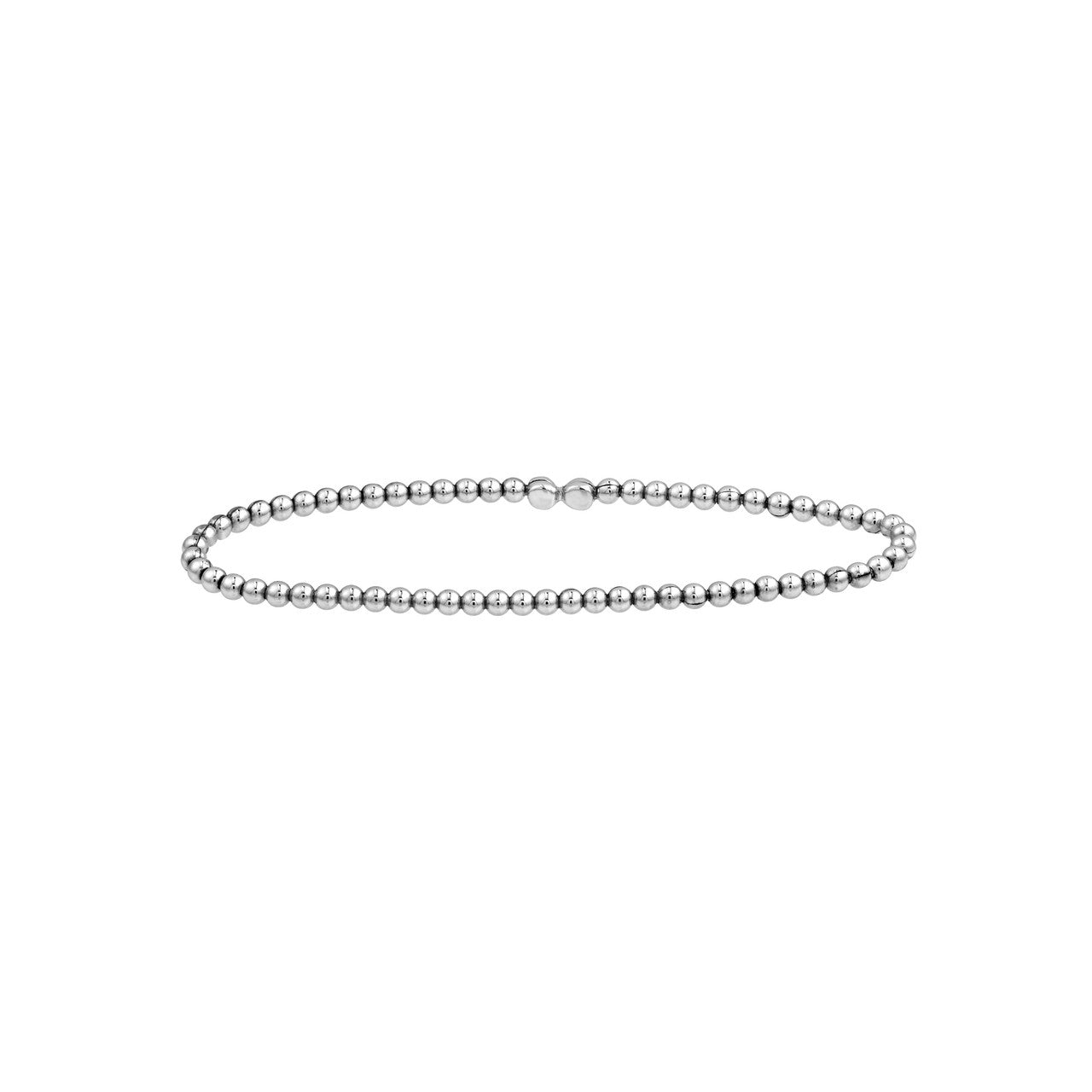 STERLING SILVER 3MM BEADED STRETCH BRACELET