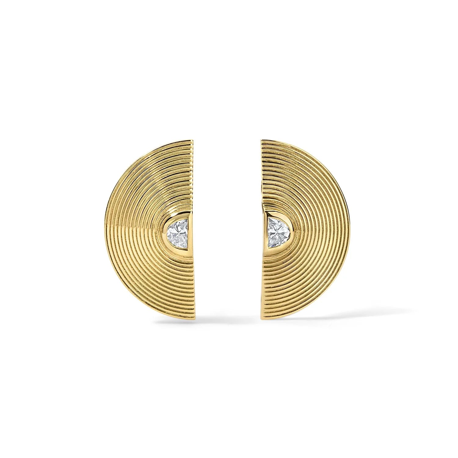 JADE RUZZO 18K YELLOW GOLD MINI CYMBAL DIAMOND STUD EARRINGS