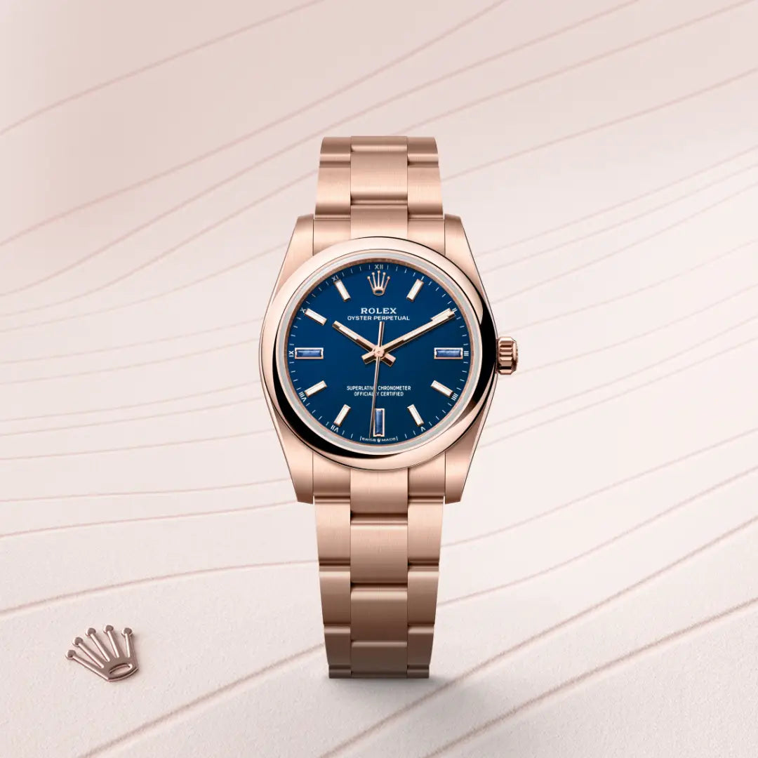 rolex Oyster Perpetual in 18 kt Everose gold, M124205-0002 - Henne Jewelers