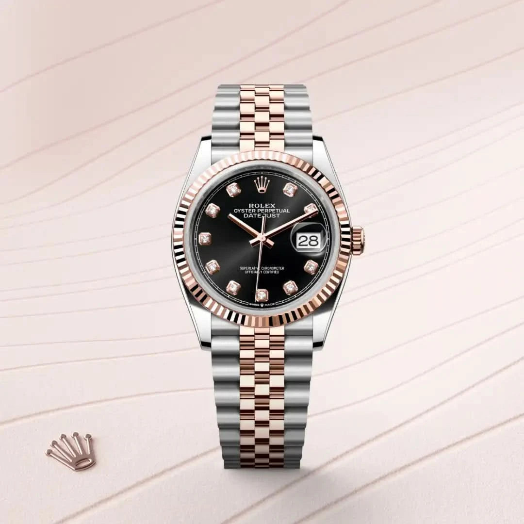 rolex datejust in everose rolesor - combination of oystersteel and everose gold, M126231-0019 - henne jewelers