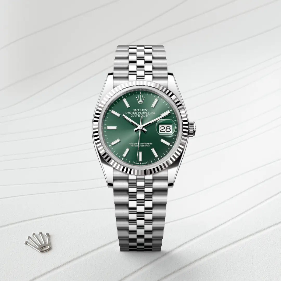 rolex Datejust in White Rolesor - combination of Oystersteel and white gold, M126234-0051 - Henne Jewelers