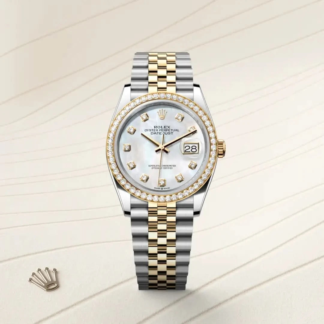 rolex datejust in yellow rolesor - combination of oystersteel and yellow gold, M126283RBR-0009 - henne jewelers