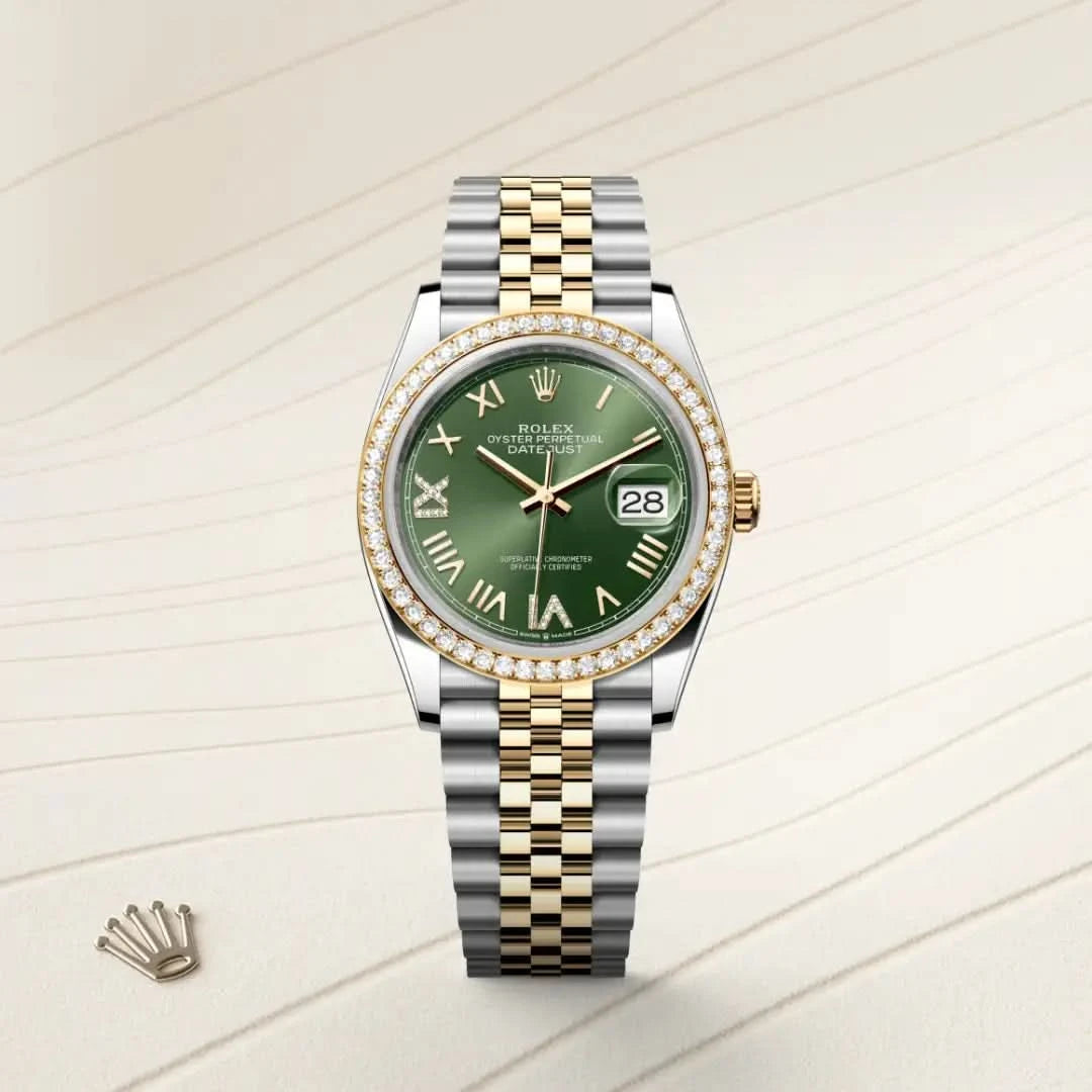 rolex datejust in yellow rolesor - combination of oystersteel and yellow gold, M126283RBR-0035 - henne jewelers