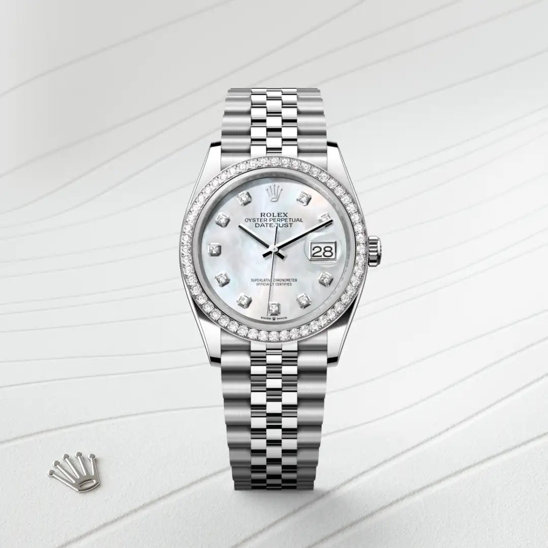 rolex Datejust in White Rolesor - combination of Oystersteel and white gold, M126284RBR-0011 - Henne Jewelers