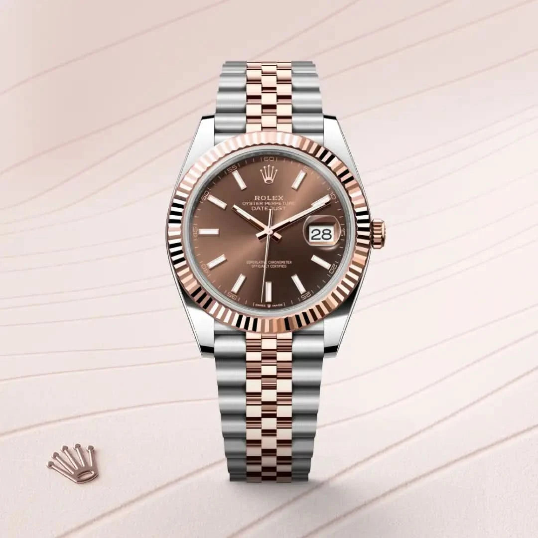rolex datejust in everose rolesor - combination of oystersteel and everose gold, M126331-0002 - henne jewelers
