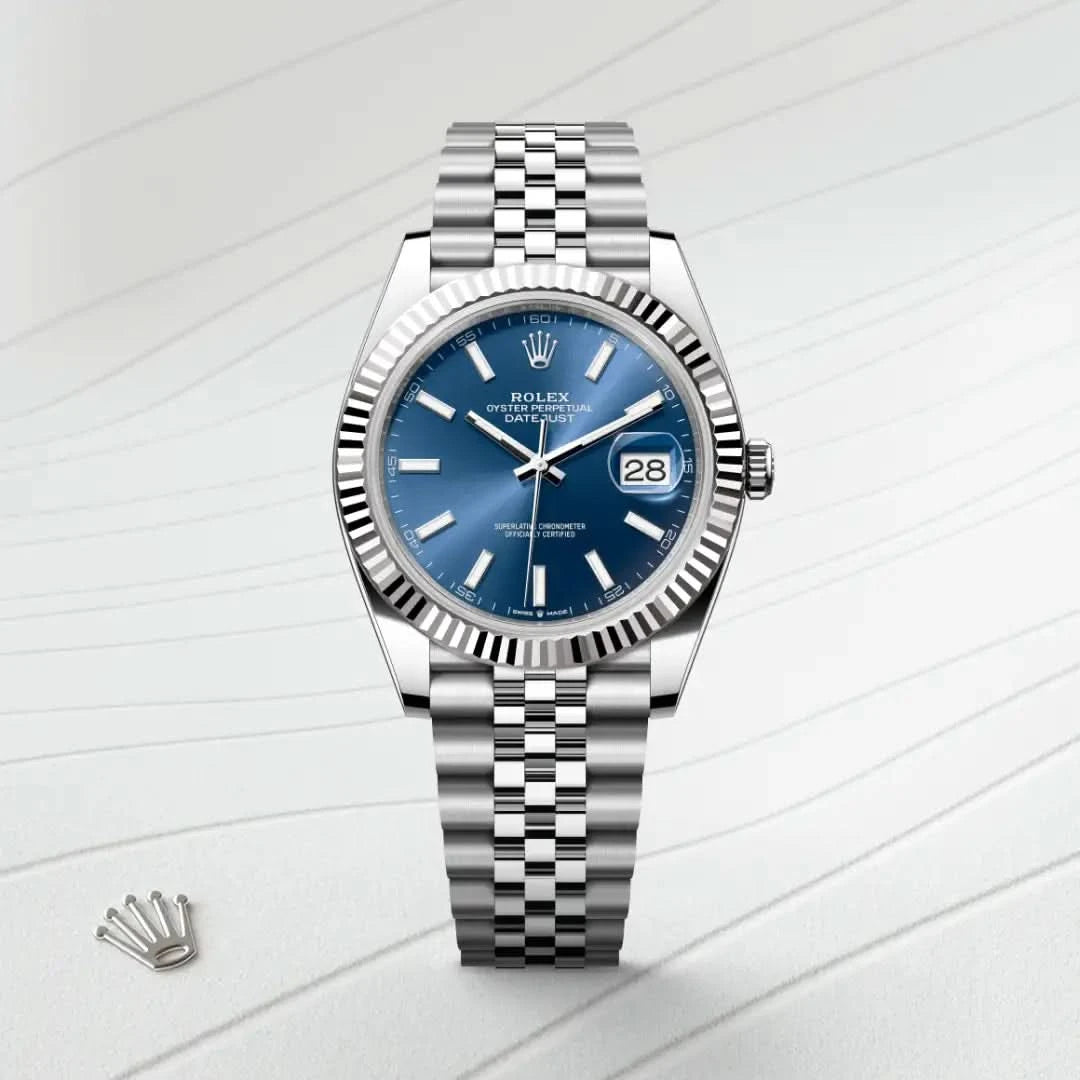 rolex datejust in white rolesor - combination of oystersteel and white gold, M126334-0002 - henne jewelers