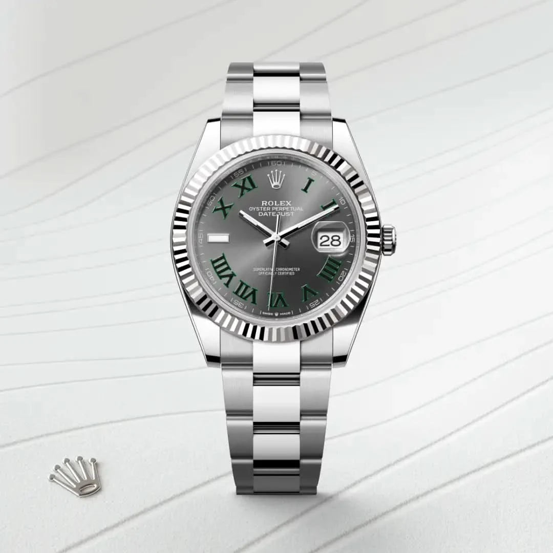 rolex datejust in white rolesor - combination of oystersteel and white gold, M126334-0021 - henne jewelers