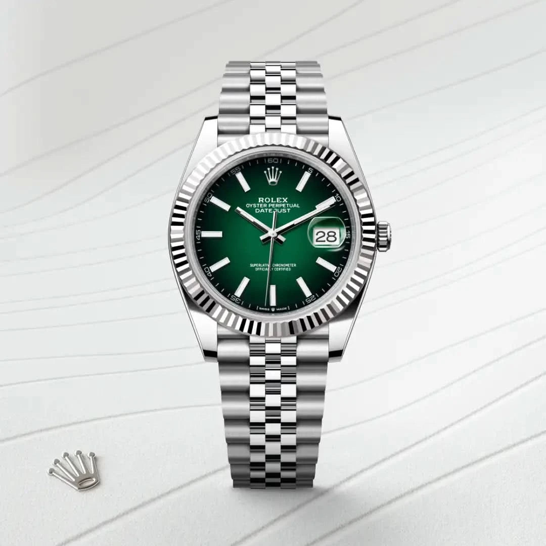 rolex datejust in white rolesor - combination of oystersteel and white gold, M126334-0034 - henne jewelers