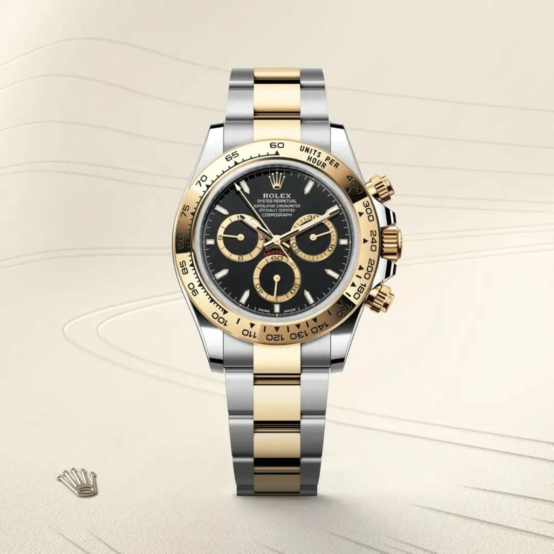 rolex cosmograph daytona in yellow rolesor - combination of oystersteel and yellow gold, M126503-0003 - henne jewelers