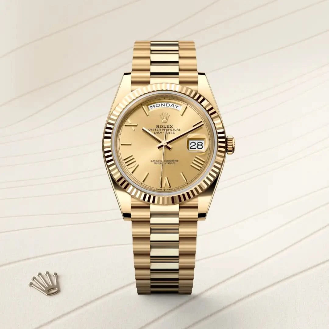 rolex day-date in 18 ct yellow gold, M228238-0006 - henne jewelers