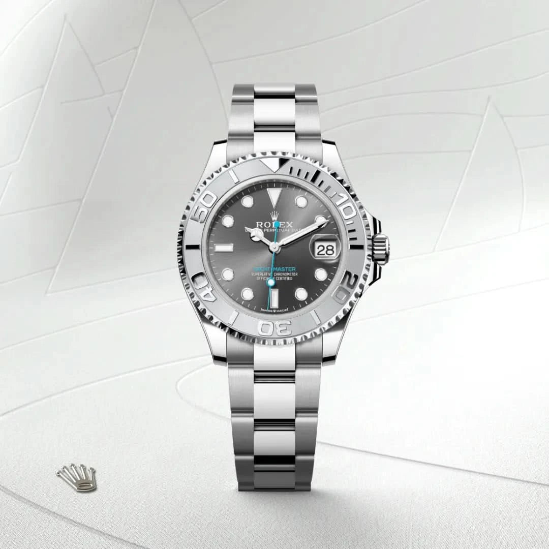 rolex yacht-master in rolesium - combination of oystersteel and platinum, M268622-0002 - henne jewelers