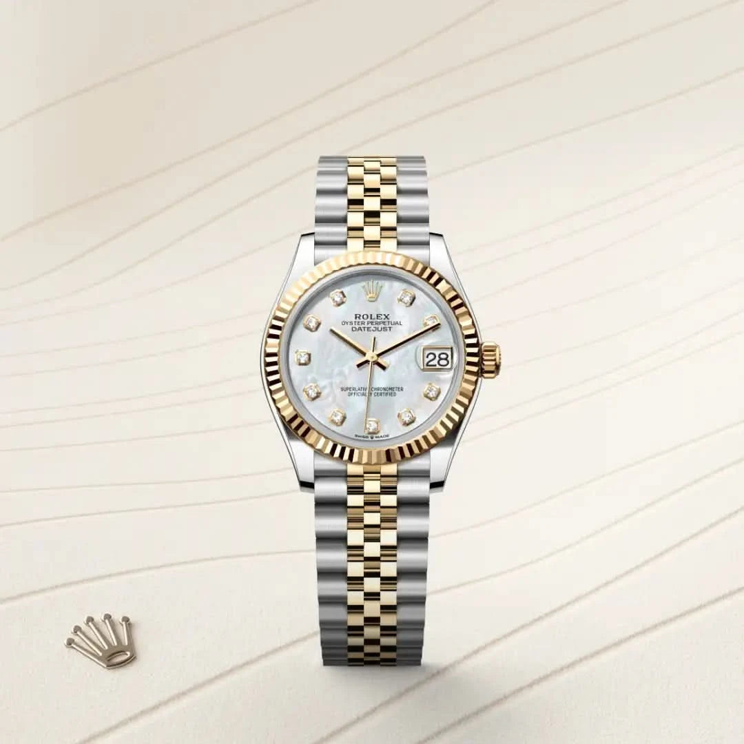 rolex datejust in yellow rolesor - combination of oystersteel and yellow gold, M278273-0028 - henne jewelers