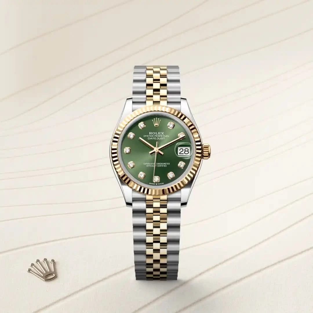 rolex datejust in yellow rolesor - combination of oystersteel and yellow gold, M278273-0030 - henne jewelers