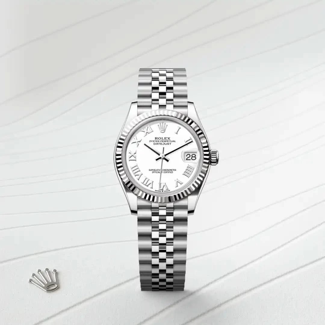 rolex datejust in white rolesor - combination of oystersteel and white gold, M278274-0010 - henne jewelers