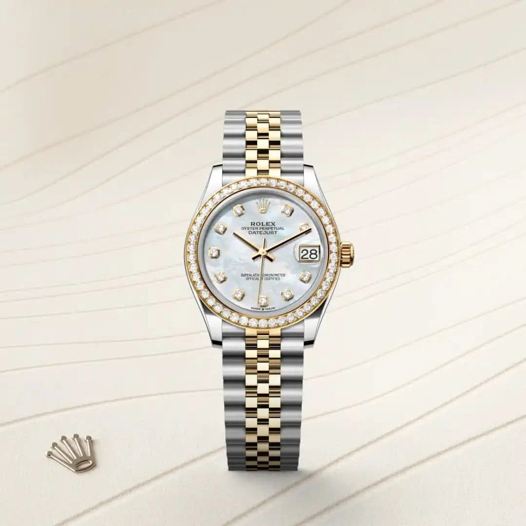 rolex datejust in yellow rolesor - combination of oystersteel and yellow gold, M278383RBR-0028 - henne jewelers