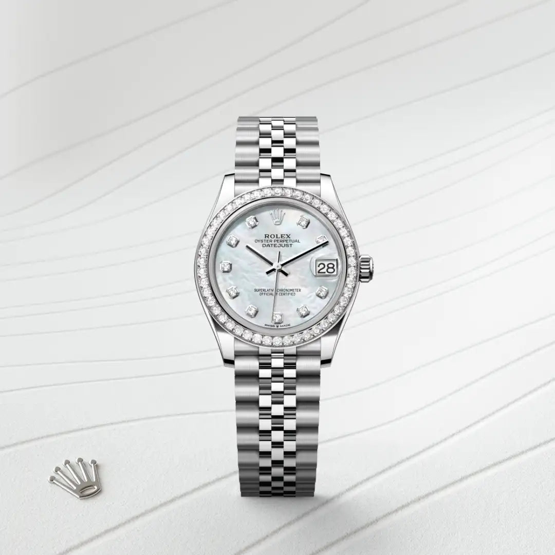 rolex Datejust in White Rolesor - combination of Oystersteel and white gold, M278384RBR-0008 - Henne Jewelers