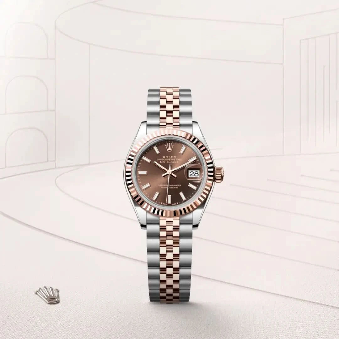 rolex lady-datejust in everose rolesor - combination of oystersteel and everose gold, M279171-0017 - henne jewelers