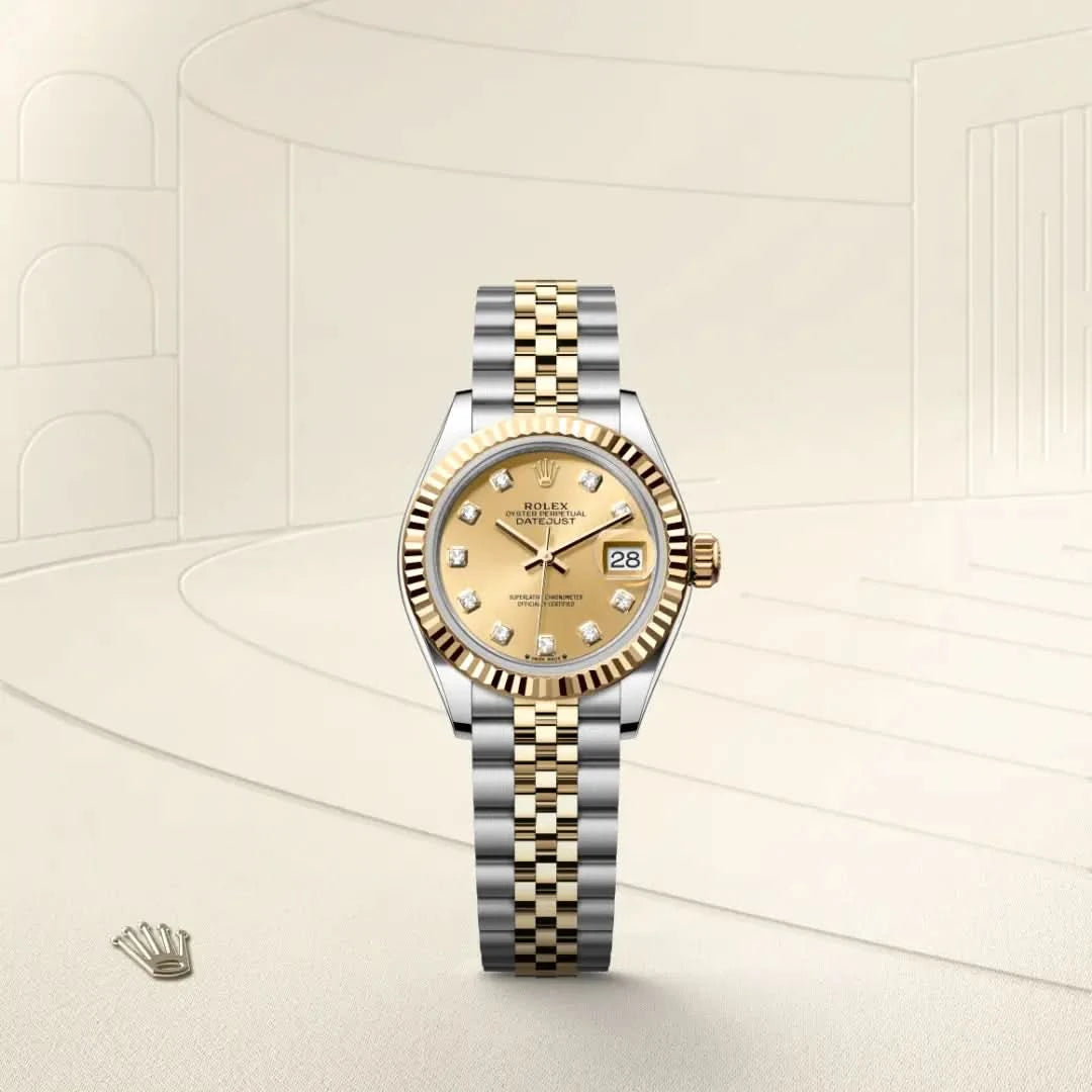 rolex lady-datejust in yellow rolesor - combination of oystersteel and yellow gold, M279173-0011 - henne jewelers