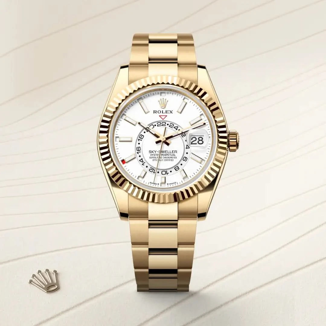 rolex sky-dweller in 18 ct yellow gold, M336938-0003 - henne jewelers