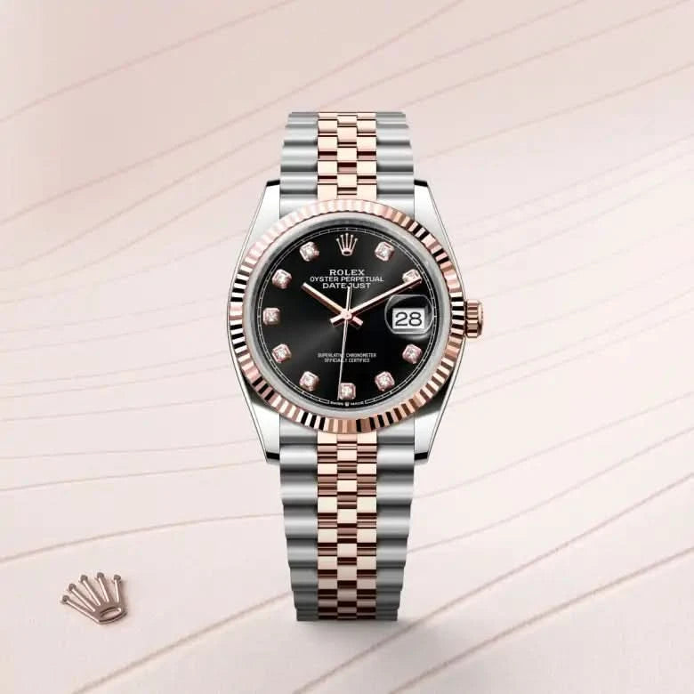 rolex datejust in everose rolesor - combination of oystersteel and everose gold, M126231-0019 - henne jewelers