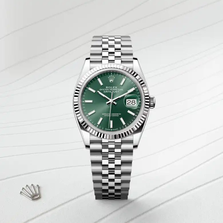 rolex Datejust in White Rolesor - combination of Oystersteel and white gold, M126234-0051 - Henne Jewelers