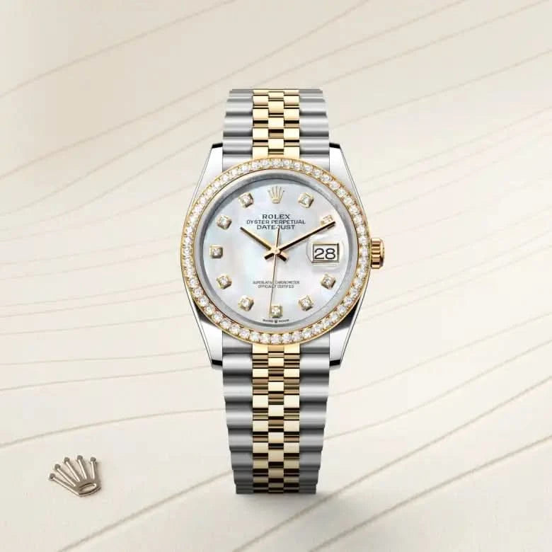 rolex datejust in yellow rolesor - combination of oystersteel and yellow gold, M126283RBR-0009 - henne jewelers