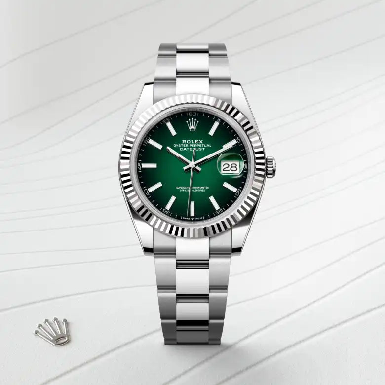 rolex Datejust in White Rolesor - combination of Oystersteel and white gold, M126334-0033 - Henne Jewelers