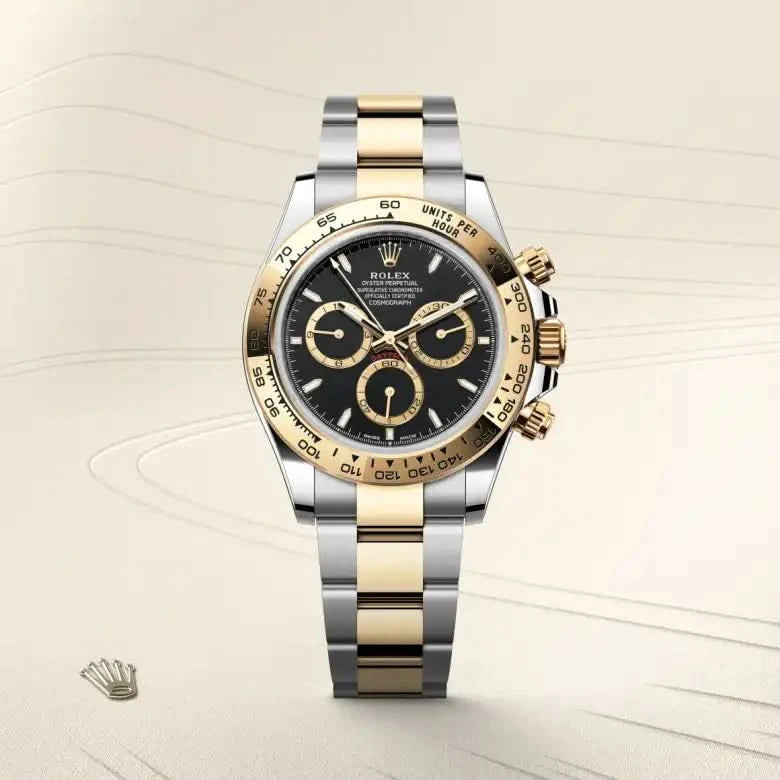 rolex cosmograph daytona in yellow rolesor - combination of oystersteel and yellow gold, M126503-0003 - henne jewelers