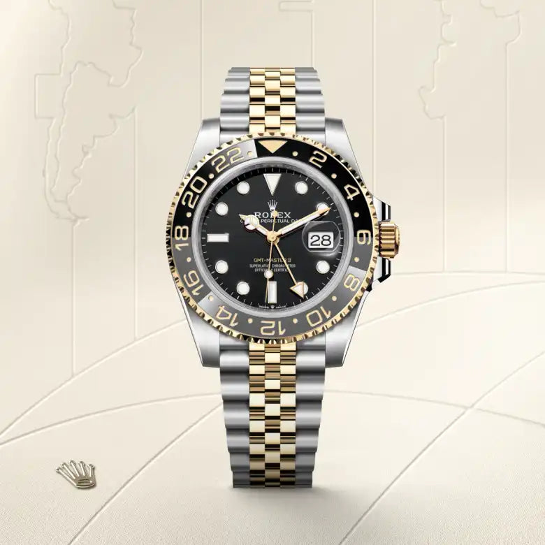 rolex GMT-Master II in Yellow Rolesor - combination of Oystersteel and yellow gold, M126713GRNR-0001 - Henne Jewelers