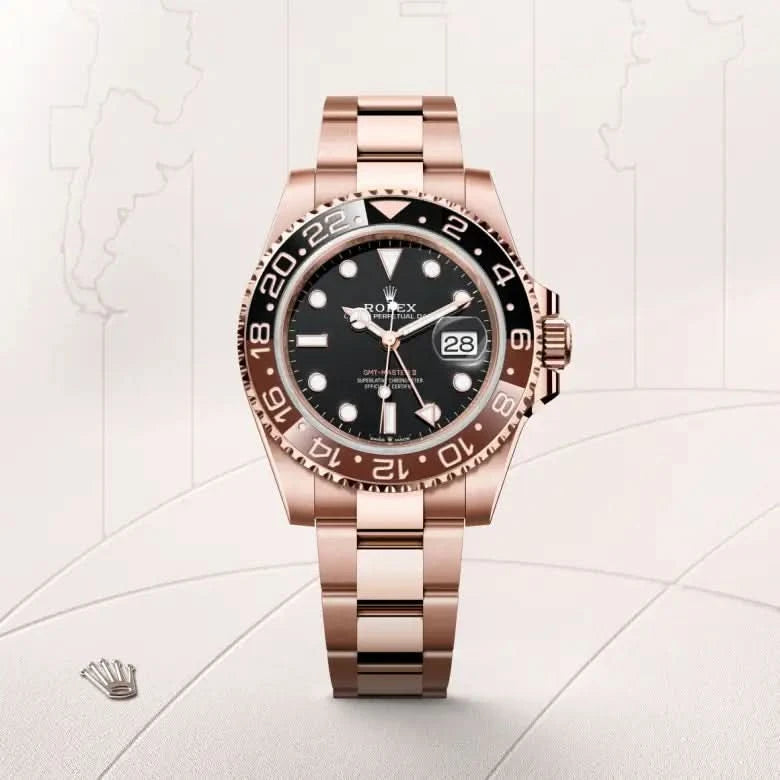 rolex gmt-master ii in 18 ct everose gold, M126715CHNR-0001 - henne jewelers